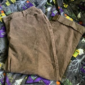 Brown courdoury jeans with cut off